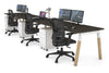 Quadro A Legs 3 Person Run Office Workstation - Wood Legs Cross Beam [1200L x 800W with Cable Scallop] - Thumbnail 6 