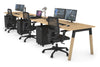 Quadro A Legs 3 Person Run Office Workstation - Wood Legs Cross Beam [1200L x 800W with Cable Scallop] - Thumbnail 9 