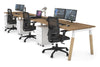 Quadro A Legs 3 Person Run Office Workstation - Wood Legs Cross Beam [1200L x 800W with Cable Scallop] - Thumbnail 4 
