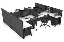  - Quadro A leg 4 Person Corner Workstations - H Configuration - Black Frame [1400L x 1800W with Cable Scallop] - 1