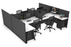 Quadro A Legs 4 Person Corner Workstation - H Configuration - Black Frame [1800L x 1800W with Cable Scallop] - Thumbnail 1 