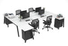 Quadro A Legs 4 Person Corner Workstation - H Configuration - Black Frame [1800L x 1800W with Cable Scallop] - Thumbnail 2 