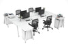 Quadro A Legs 4 Person Corner Workstation - H Configuration - White Frame [1800L x 1800W with Cable Scallop] - Thumbnail 2 