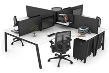  - Quadro A Legs 4 Person Corner Workstation [1400L x 1800W with Cable Scallop] - 1
