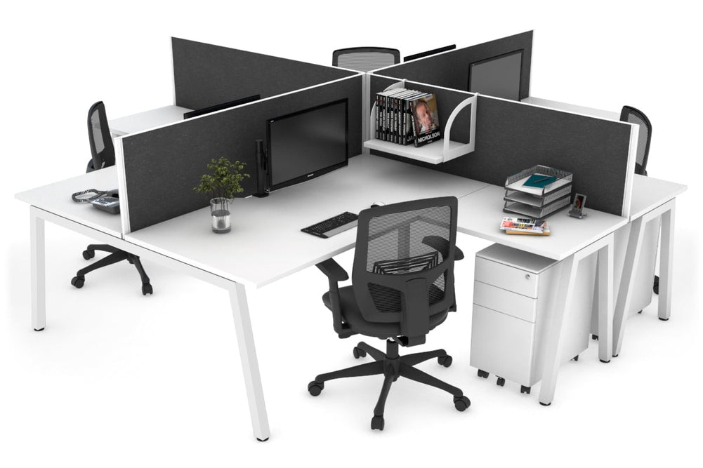 Quadro A Legs 4 Person Corner Workstation [1600L x 1800W with Cable Scallop]-white leg white moody charcoal