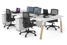  - Quadro A Leg 4 Person Office Workstations - Wood Leg Cross Beam [1400L x 700W] - 1