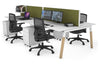 Quadro A Legs 4 Person Office Workstation - Wood Legs Cross Beam [1600L x 700W] - Thumbnail 8 