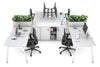 Quadro A Legs 4 Person Workstation with Uniform Spine [4 x (1400x800) with Cable Scallop] - Thumbnail 1 