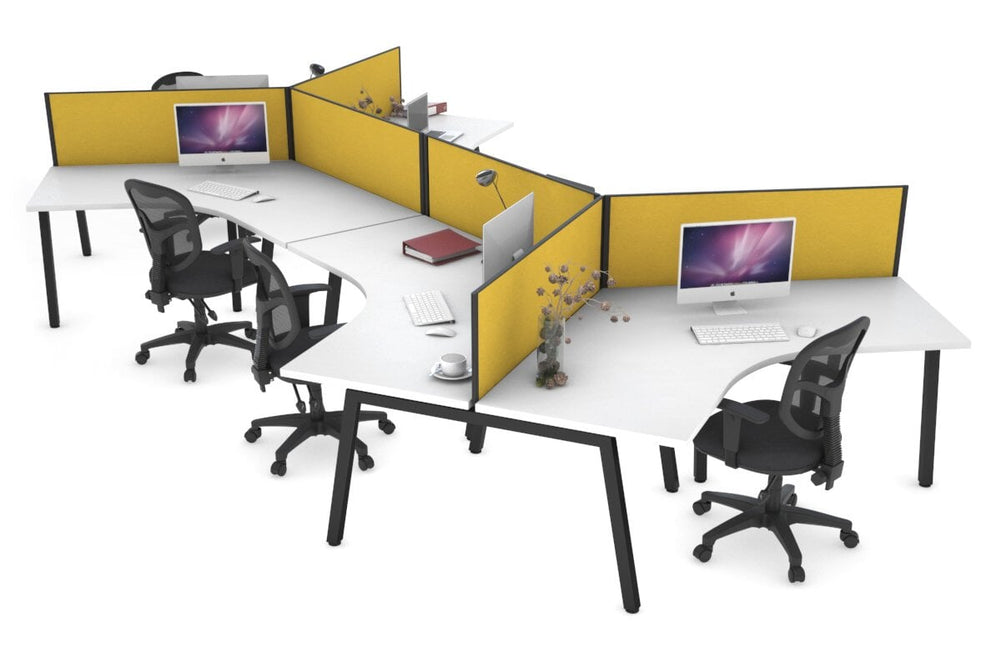 Quadro A Legs 6 Person 120 Degree Office Workstation-black leg mustard yellow (500H x 1200W) 