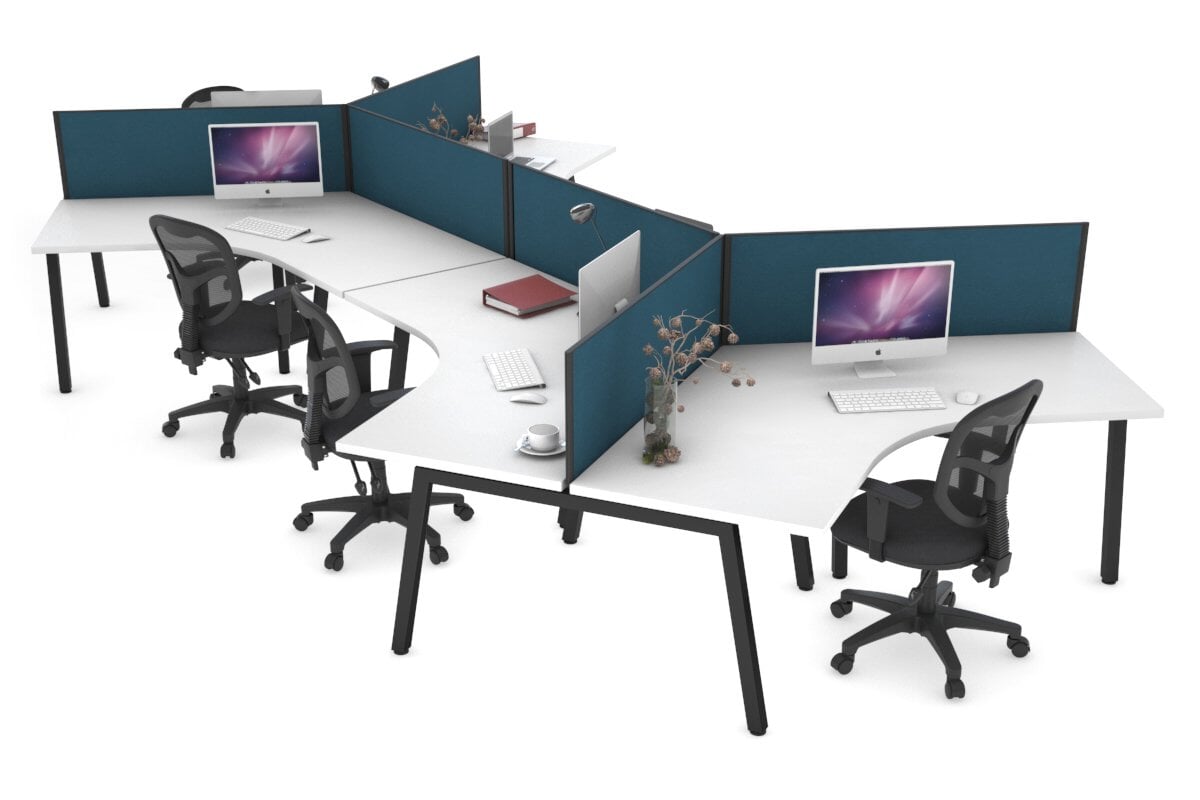 Quadro A Leg 6 Person 120 Degree Office Workstations Jasonl black leg deep blue (500H x 1200W) 