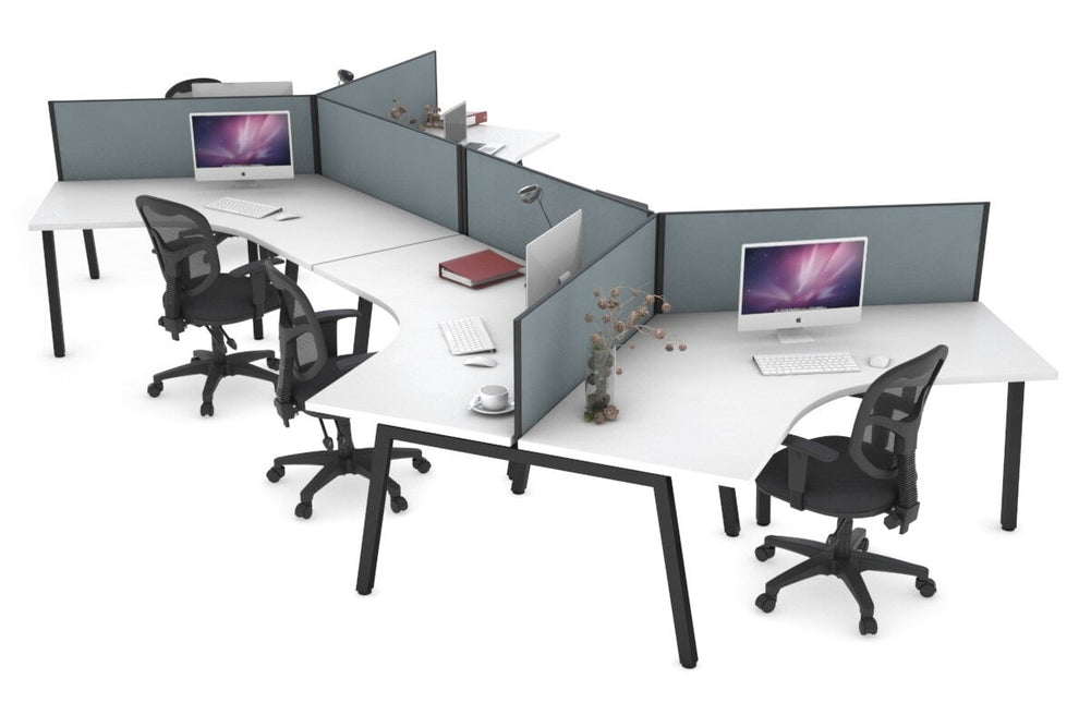 Quadro A Legs 6 Person 120 Degree Office Workstation-black leg cool grey (500H x 1200W) 