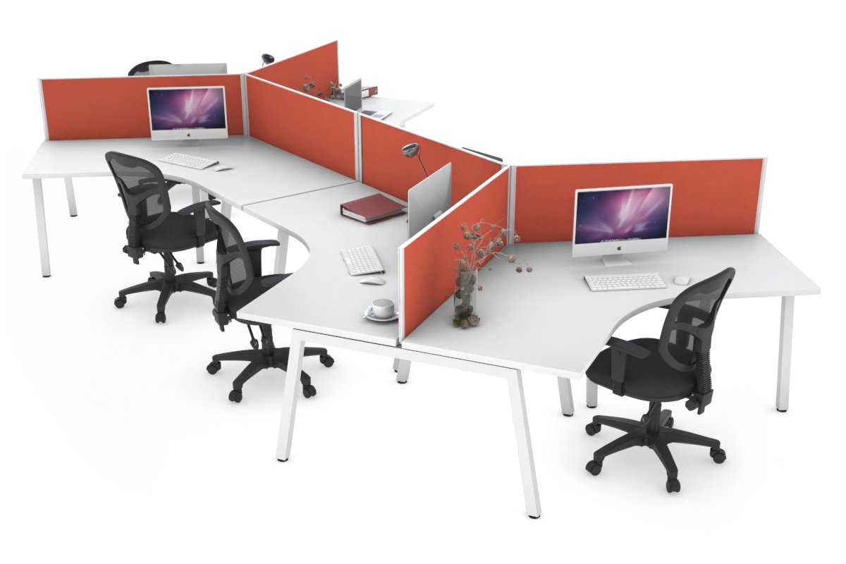 Quadro A Leg 6 Person 120 Degree Office Workstations Jasonl white leg orange squash (500H x 1200W) 