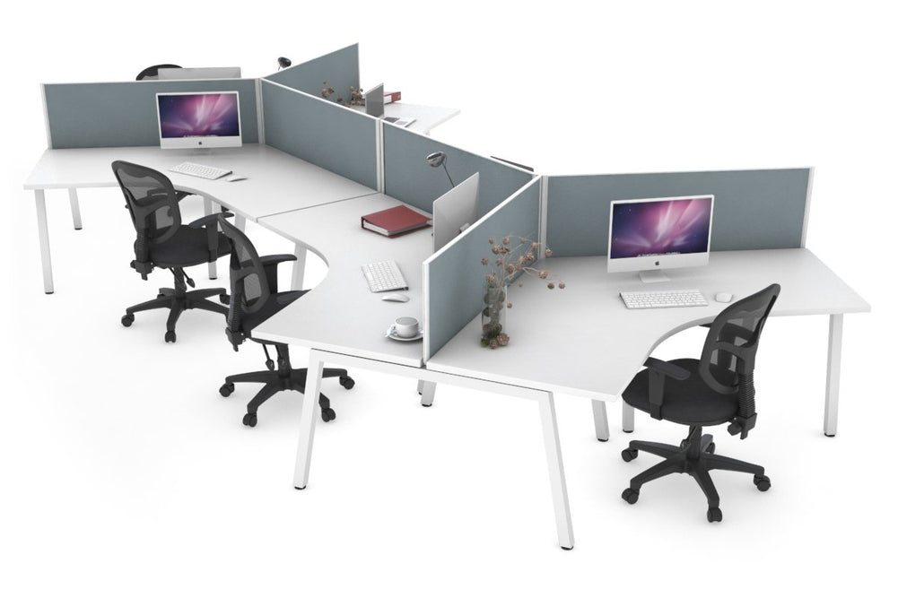 Quadro A Legs 6 Person 120 Degree Office Workstation-white leg cool grey (500H x 1200W) 