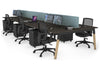 Quadro A Legs 6 Person Office Workstation - Wood Legs Cross Beam [1200L x 800W with Cable Scallop] - Thumbnail 79 