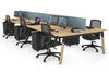 Quadro A Legs 6 Person Office Workstation - Wood Legs Cross Beam [1200L x 800W with Cable Scallop] - Thumbnail 58 