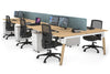 Quadro A Legs 6 Person Office Workstation - Wood Legs Cross Beam [1200L x 800W with Cable Scallop] - Thumbnail 16 