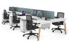 Quadro A Legs 6 Person Office Workstation - Wood Legs Cross Beam [1200L x 800W with Cable Scallop] - Thumbnail 6 