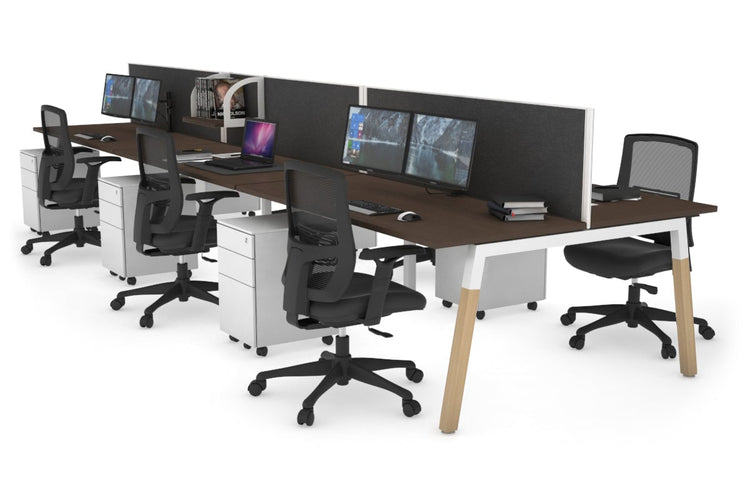 Quadro A Leg 6 Person Office Workstations - Wood Leg Cross Beam [1600L x 700W] Jasonl 