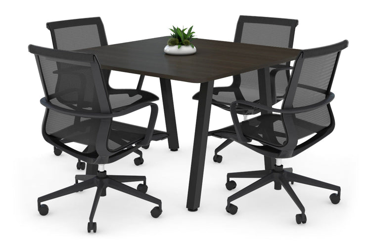 Quadro A Leg Modern Boardroom Table - Rounded Corners [1100L x 1100W] Jasonl black leg dark oak 