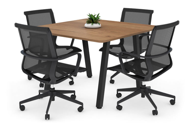 Quadro A Leg Modern Boardroom Table - Rounded Corners [1100L x 1100W] Jasonl black leg salvage oak 
