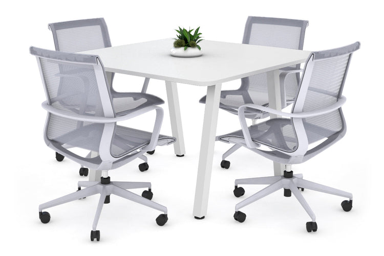 Quadro A Leg Modern Boardroom Table - Rounded Corners [1100L x 1100W] Jasonl white leg white 