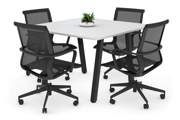 Quadro A Leg Modern Boardroom Table - Rounded Corners [1100L x 1100W] Jasonl black leg white 