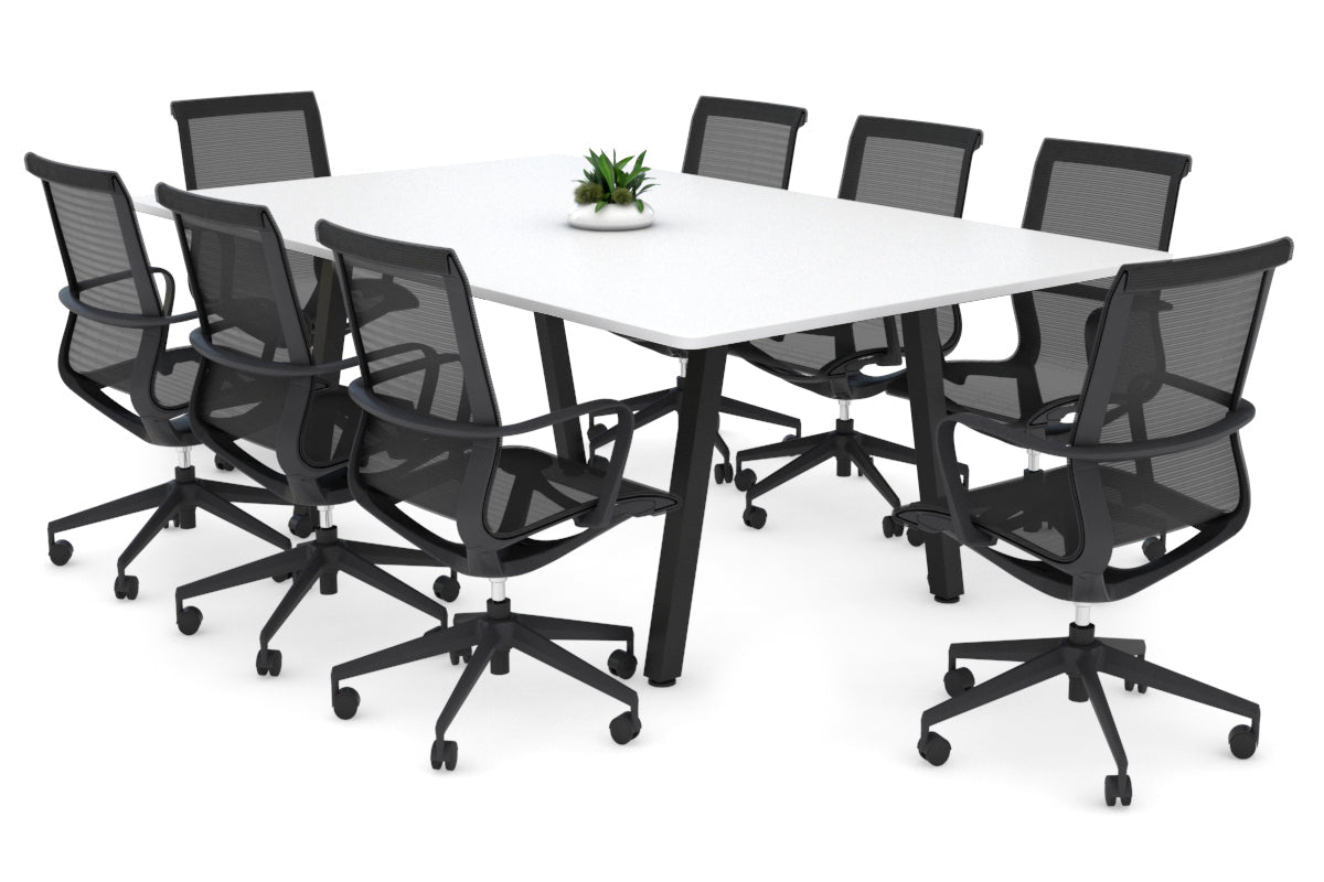 Quadro A Leg Modern Boardroom Table - Rounded Corners [1800L x 1100W] Jasonl black leg white 