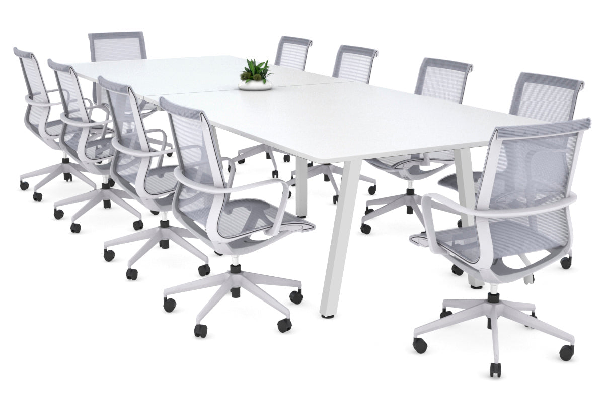 Quadro A Leg Modern Boardroom Table - Rounded Corners [3200L x 1100W] Jasonl white leg white 