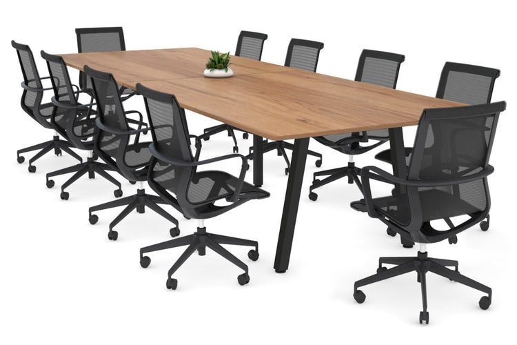 Quadro A Leg Modern Boardroom Table - Rounded Corners [3200L x 1100W] Jasonl black leg salvage oak 