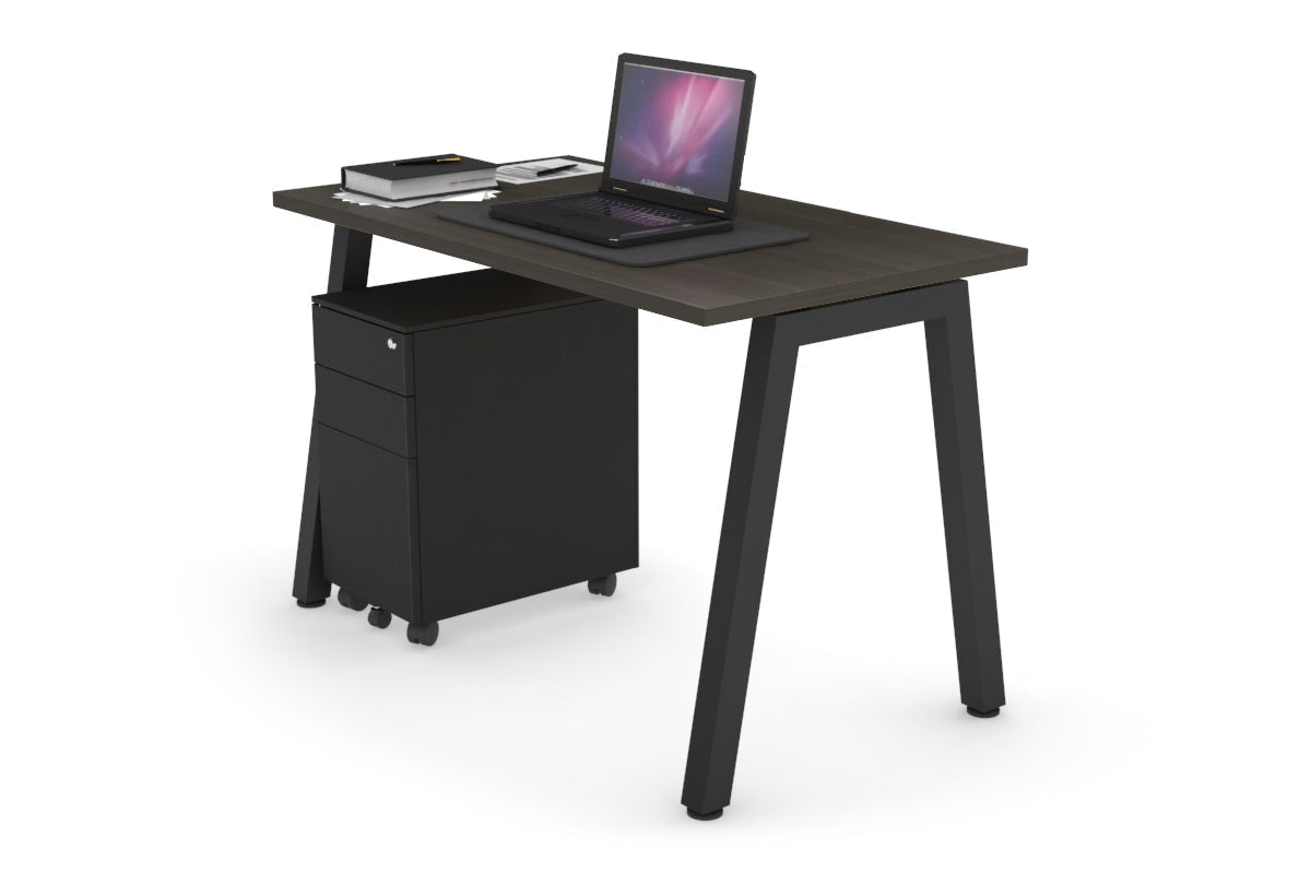 Quadro A Leg Office Desk [1000L x 600W] Jasonl Black dark oak 