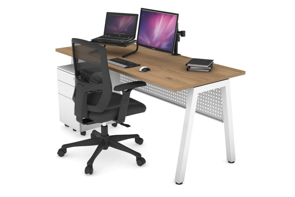 Quadro A Legs Office Desk [1400L x 700W]-white leg salvage oak white modesty