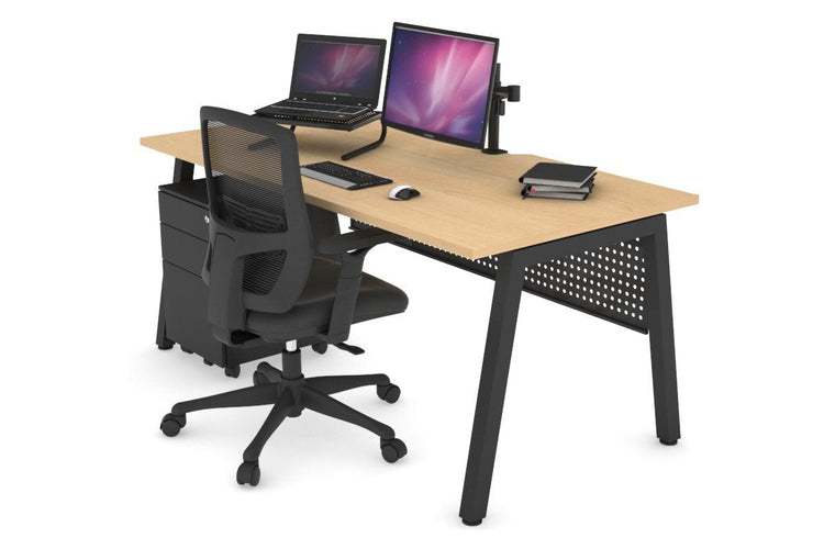 Quadro A Leg Office Desk [1400L x 800W with Cable Scallop] Jasonl black leg maple black modesty