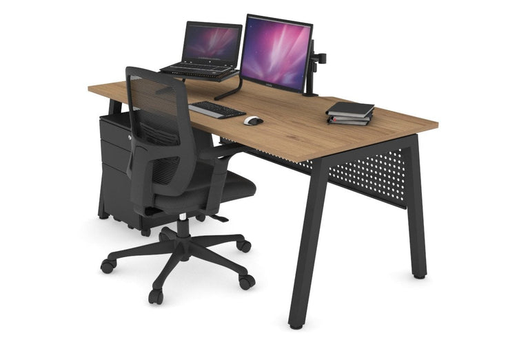 Quadro A Leg Office Desk [1800L x 800W with Cable Scallop] Jasonl black leg salvage oak black modesty