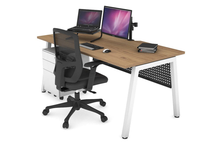 Quadro A Leg Office Desk [1800L x 800W with Cable Scallop] Jasonl white leg salvage oak black modesty
