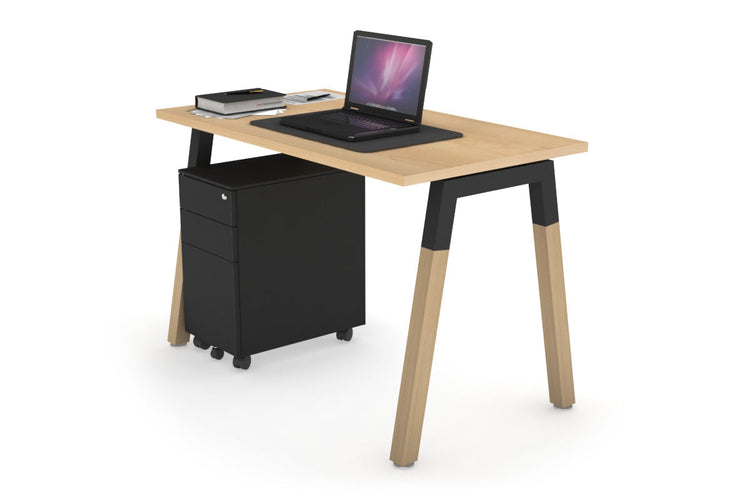 Quadro A Leg Office Desk - Wood Leg Cross Beam [1000L x 600W] Jasonl Black maple 