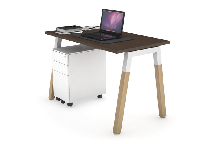Quadro A Leg Office Desk - Wood Leg Cross Beam [1000L x 600W] Jasonl White wenge 