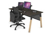 Quadro A Legs Office Desk - Wood Legs Cross Beam [1400L x 800W with Cable Scallop] - Thumbnail 21 