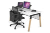 Quadro A Legs Office Desk - Wood Legs Cross Beam [1400L x 800W with Cable Scallop] - Thumbnail 25 