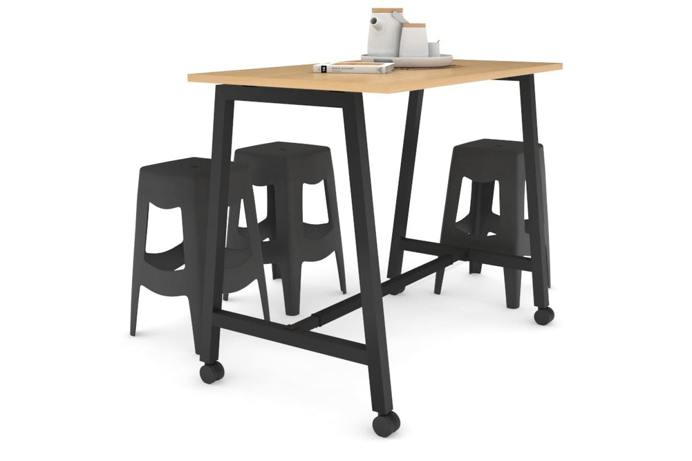 Quadro A Legs Counter Table - 925H [1200L x 700W]-black leg maple wheels