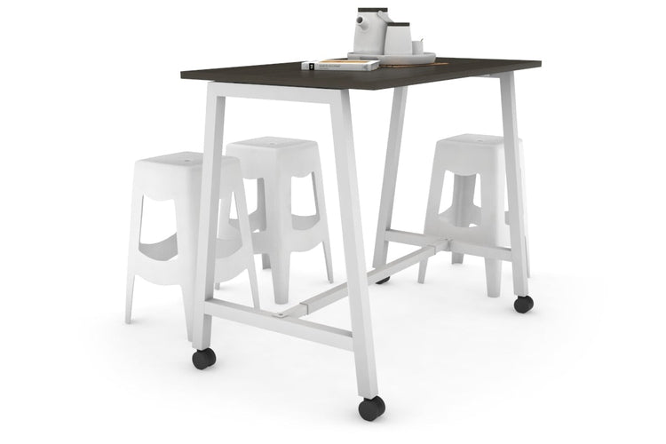 Quadro A Legs Counter Table - 925H [1200L x 700W] Jasonl white leg dark oak wheels