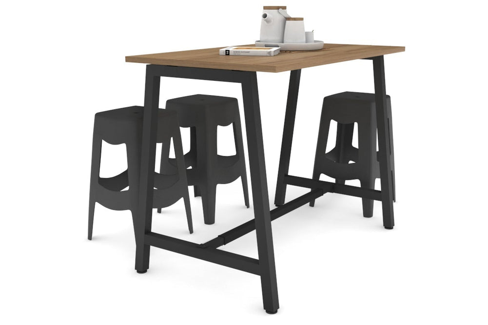 Quadro A Legs Counter Table - 925H [1200L x 700W]-black leg salvage oak none