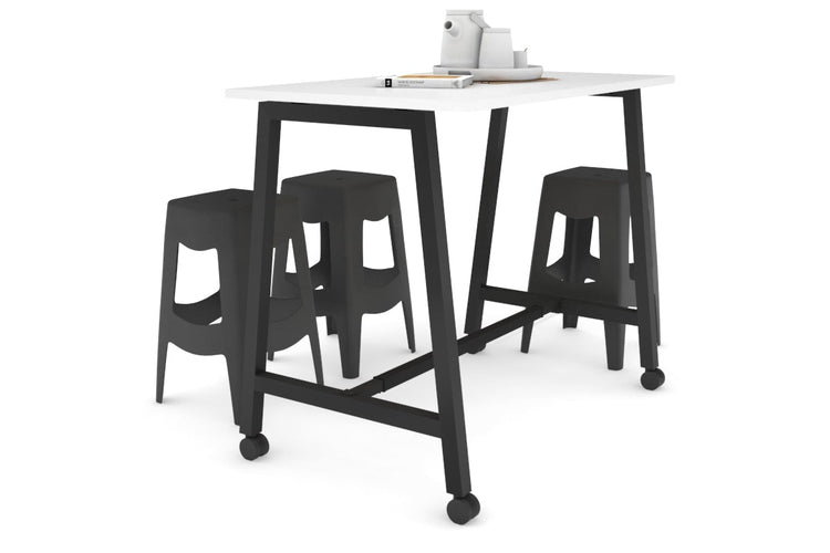 Quadro A Legs Counter Table - 925H [1200L x 700W] Jasonl black leg white wheels