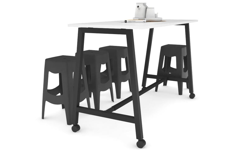 Quadro A Legs Counter Table - 925H [1600L x 700W] Jasonl black leg white wheels