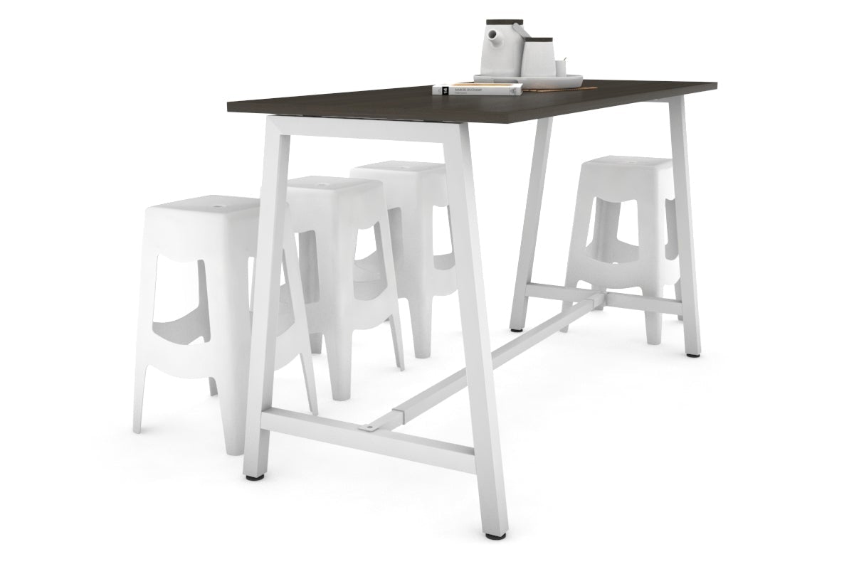 Quadro A Legs Counter Table - 925H [1800L x 700W]-white leg dark oak none