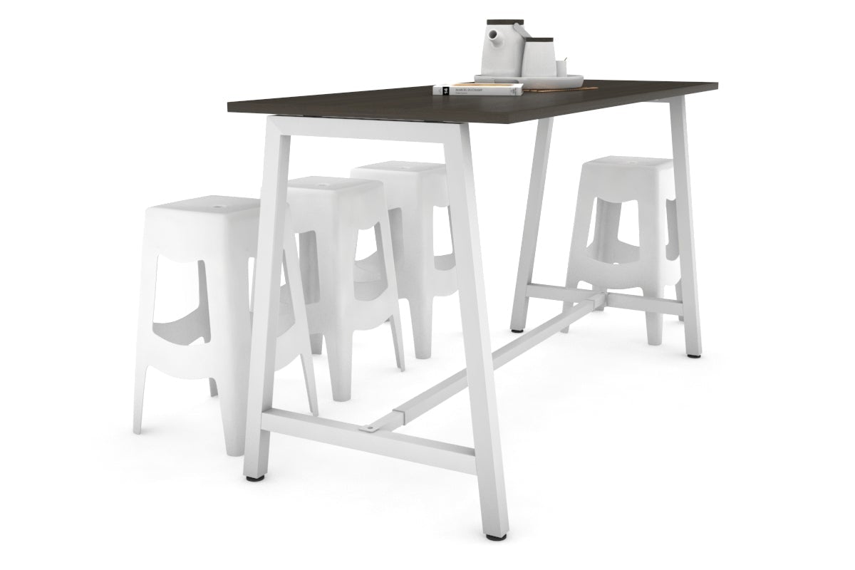 Quadro A Legs Counter Table - 925H [1800L x 700W] Jasonl white leg dark oak none