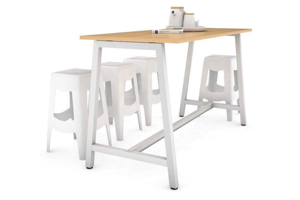 Quadro A Legs Counter Table - 925H [1800L x 700W]-white leg maple none
