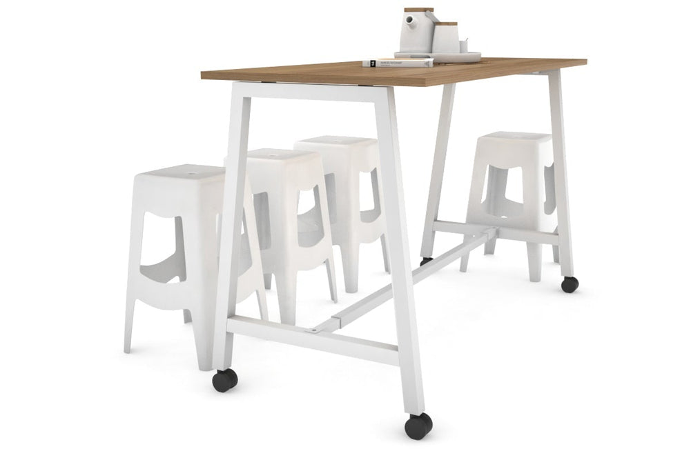 Quadro A Legs Counter Table - 925H [1800L x 700W]-white leg salvage oak wheels