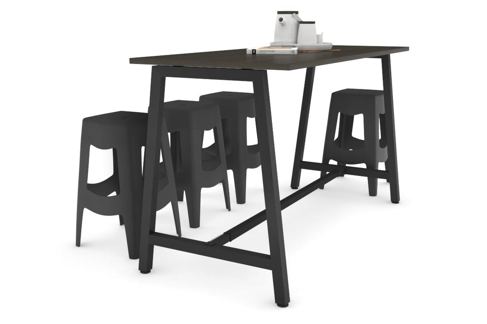 Quadro A Legs Counter Table - 925H [1800L x 700W]-black leg dark oak none