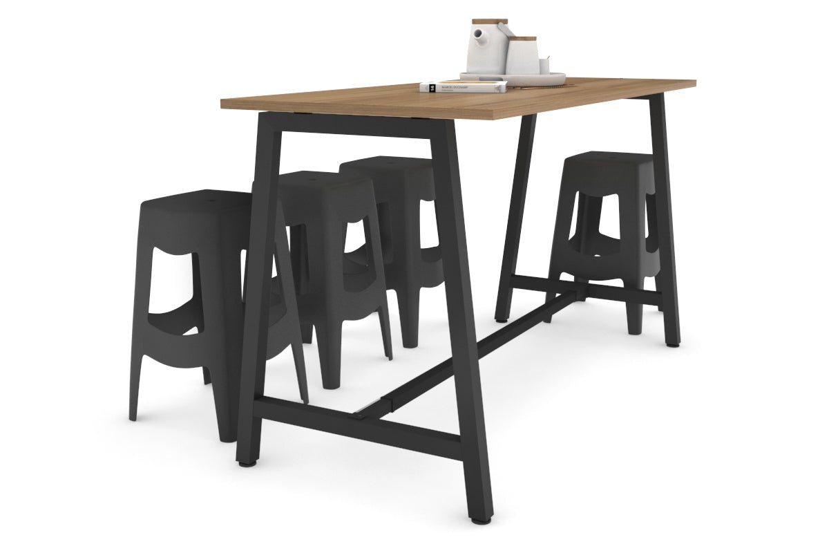 Quadro A Legs Counter Table - 925H [1800L x 700W]-black leg salvage oak none