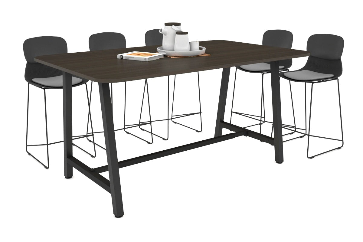 Quadro A Legs Counter Table with Radius Corners [1800L x 1100W] Jasonl black leg dark oak none